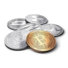monedas de Bitcoin, Bitcoin Cash, Ethereum, Litecoin